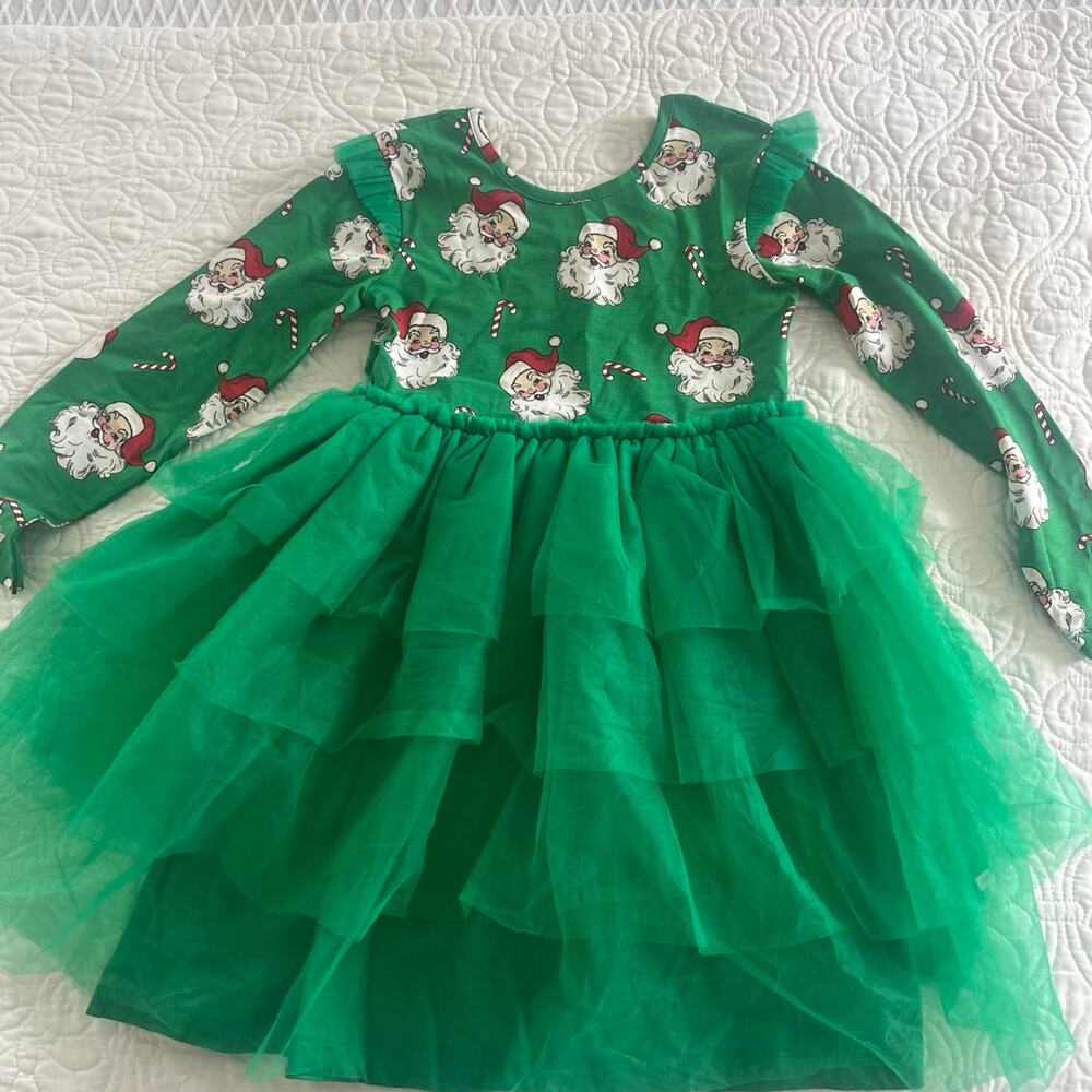 Rufflebutts girls size 7 green tutu Santa christmas dress